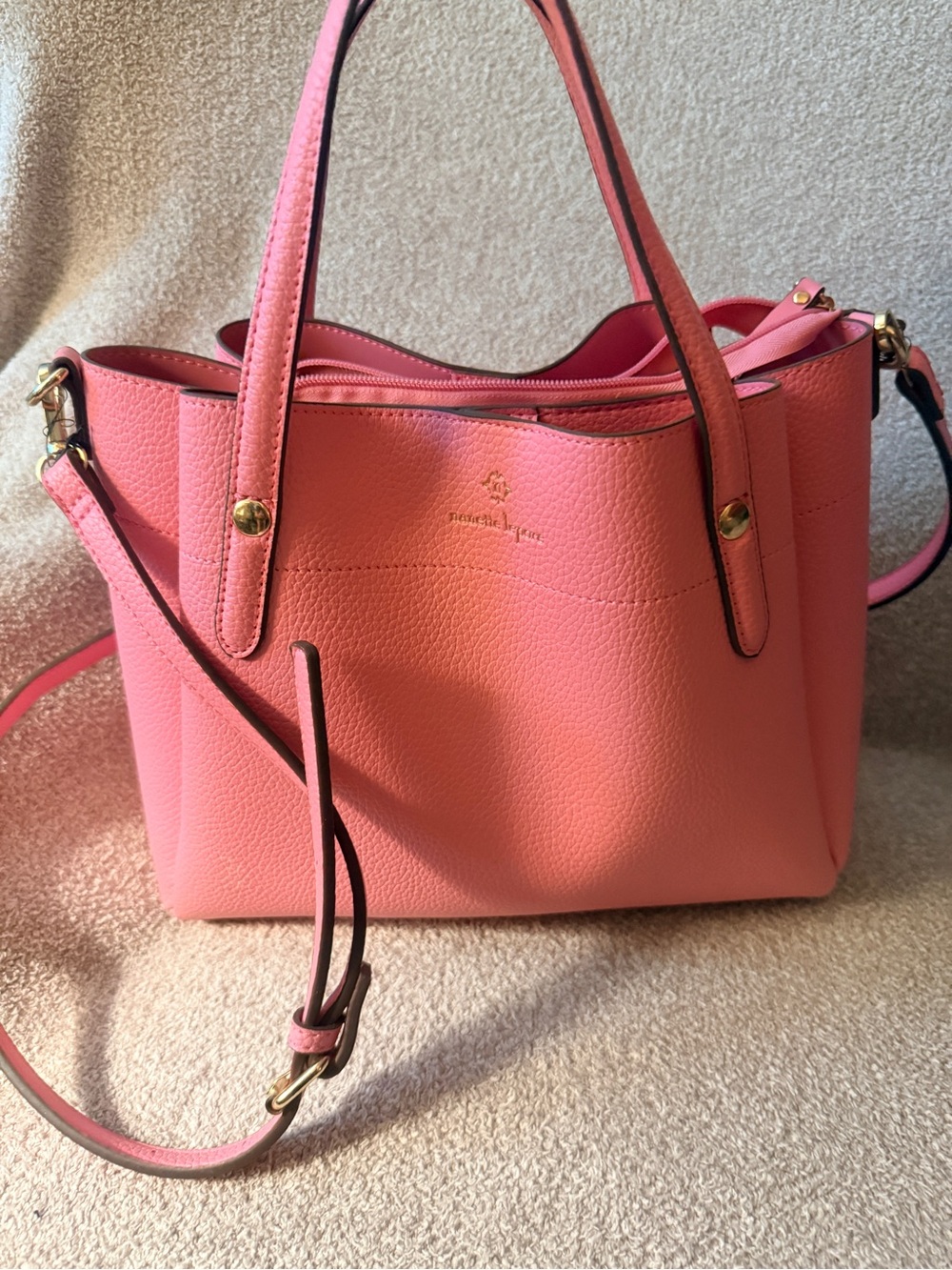 Nanette Lepore Pink Pebbled Leather Shoulder Bag with Gold Hardware NWOT